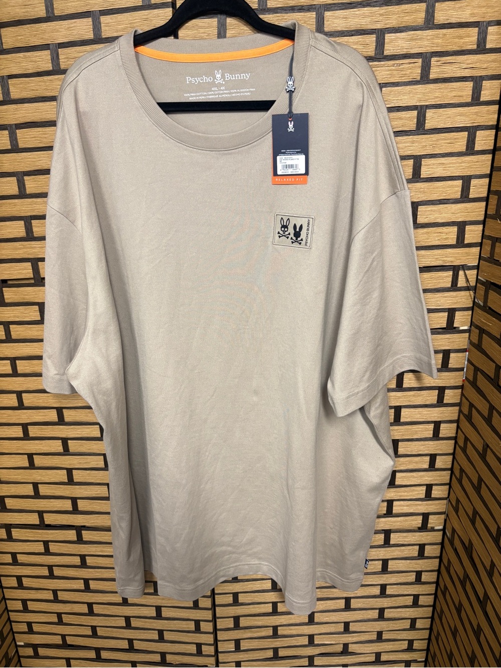 Psycho bunny pima cotton tan tee size 4X